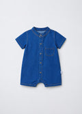 Blue denim baby romper