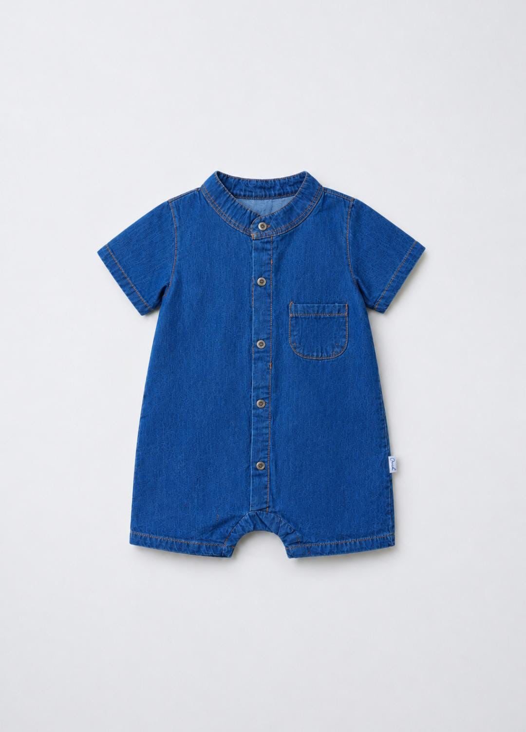 Blue denim baby romper