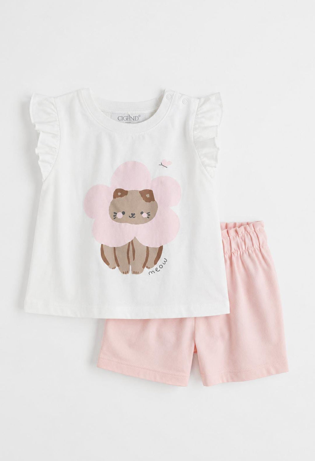 Pink Flower Kitty 2-Piece Baby Girl Set