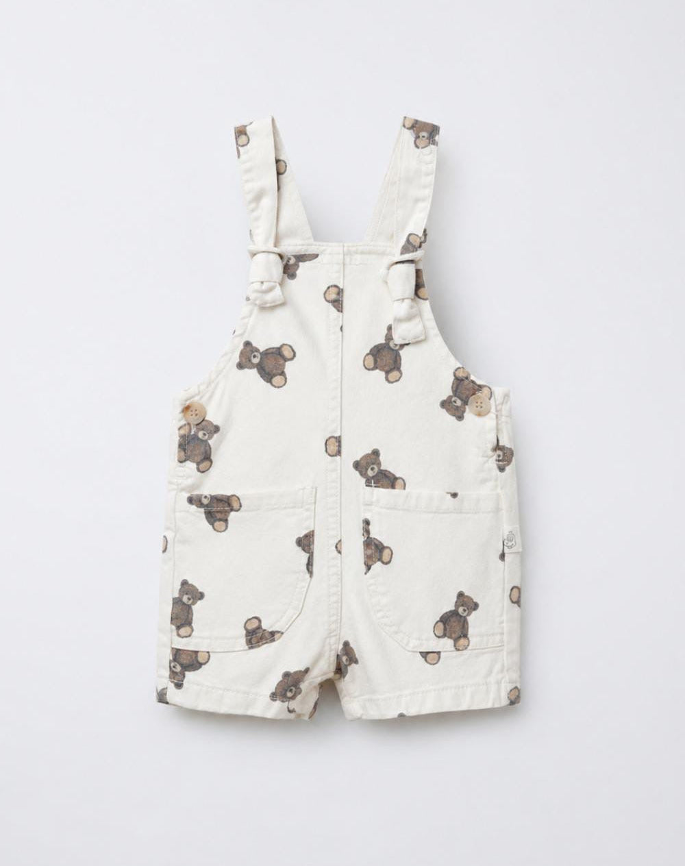 Teddy Bear print short dungaree