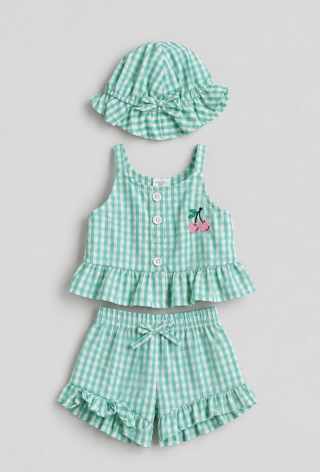 Mint Gingham Cherry 3-Piece Summer Set