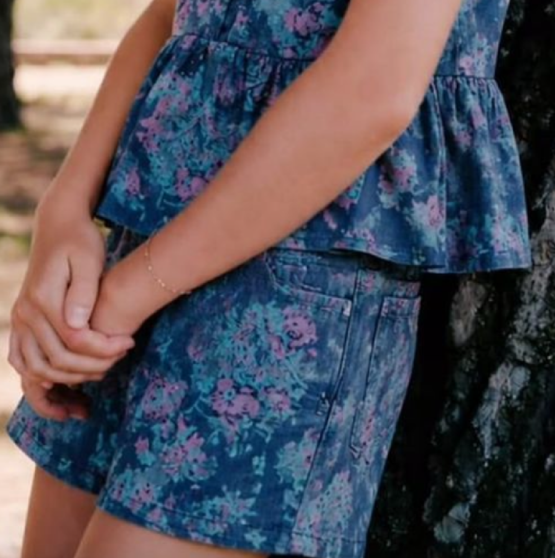 flora denim girl set
