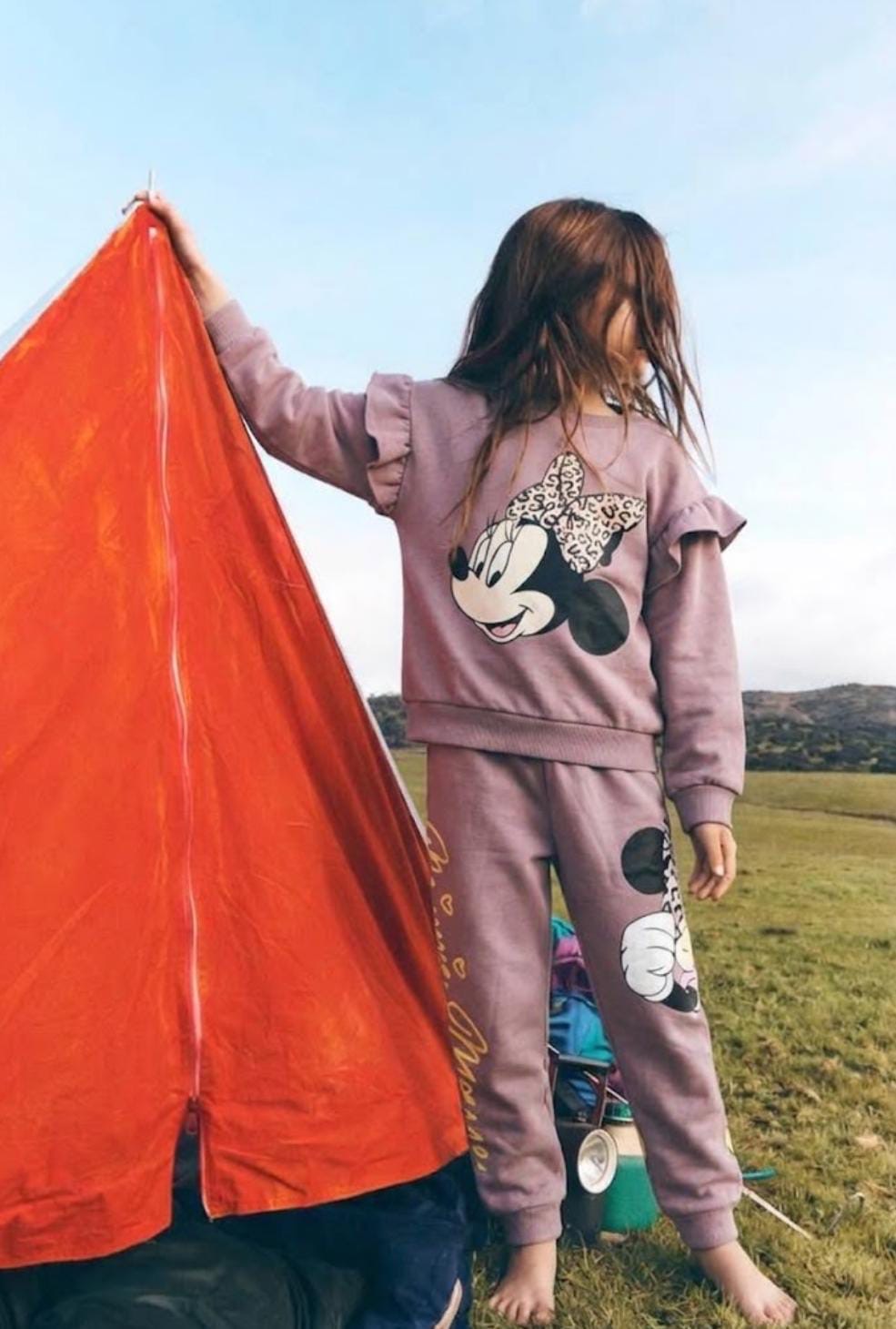 Minnie Mouse Leopard Bow Ruffle Sweatshirt & Jogger Set