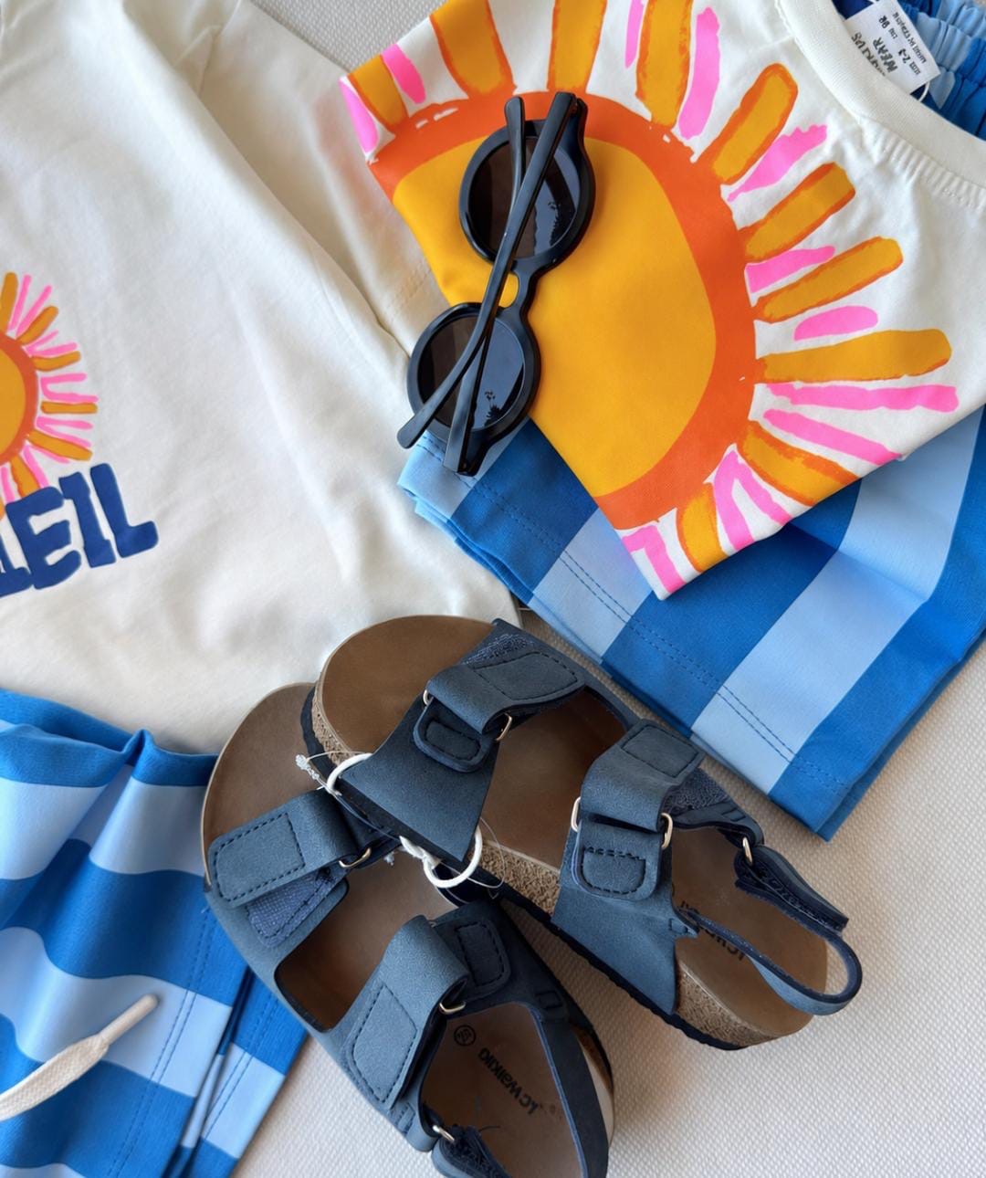 Sunny Beach Tee & Stripe Shorts Set