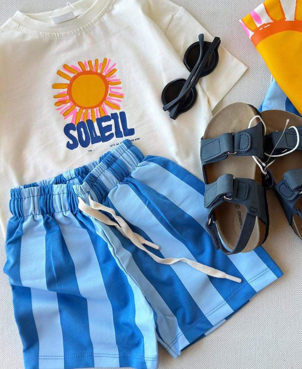 Sunny Beach Tee & Stripe Shorts Set