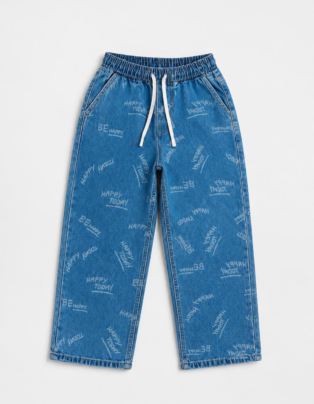 jeans blue be happy print