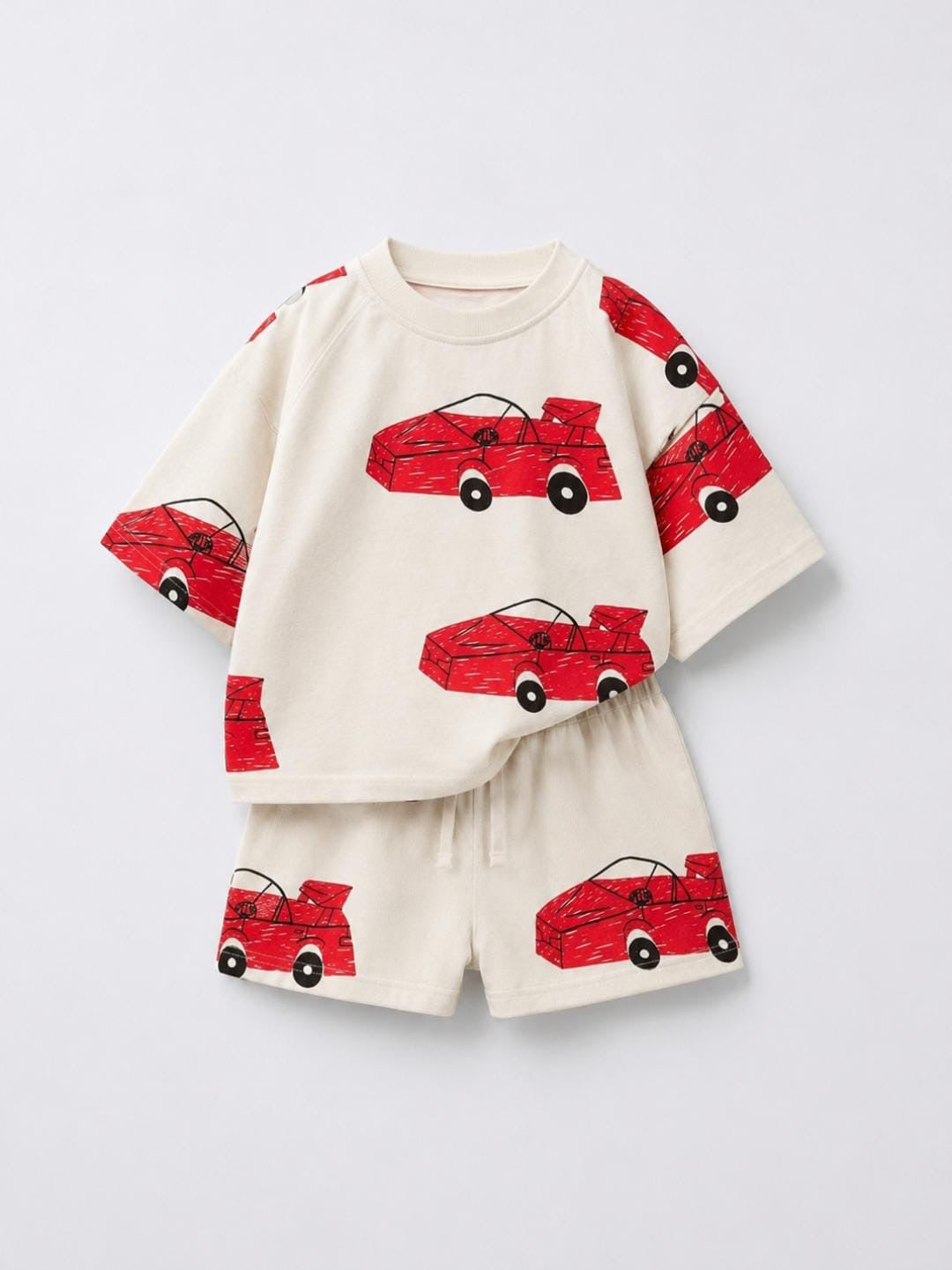 Red car print summer set