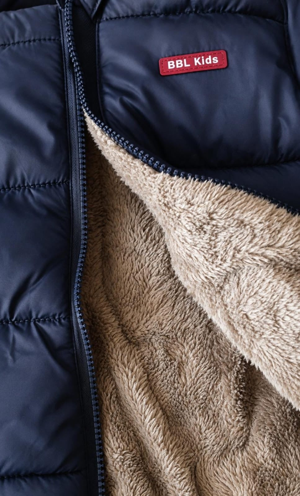 Navy Faux-Fur Hooded Puffer Jacket
