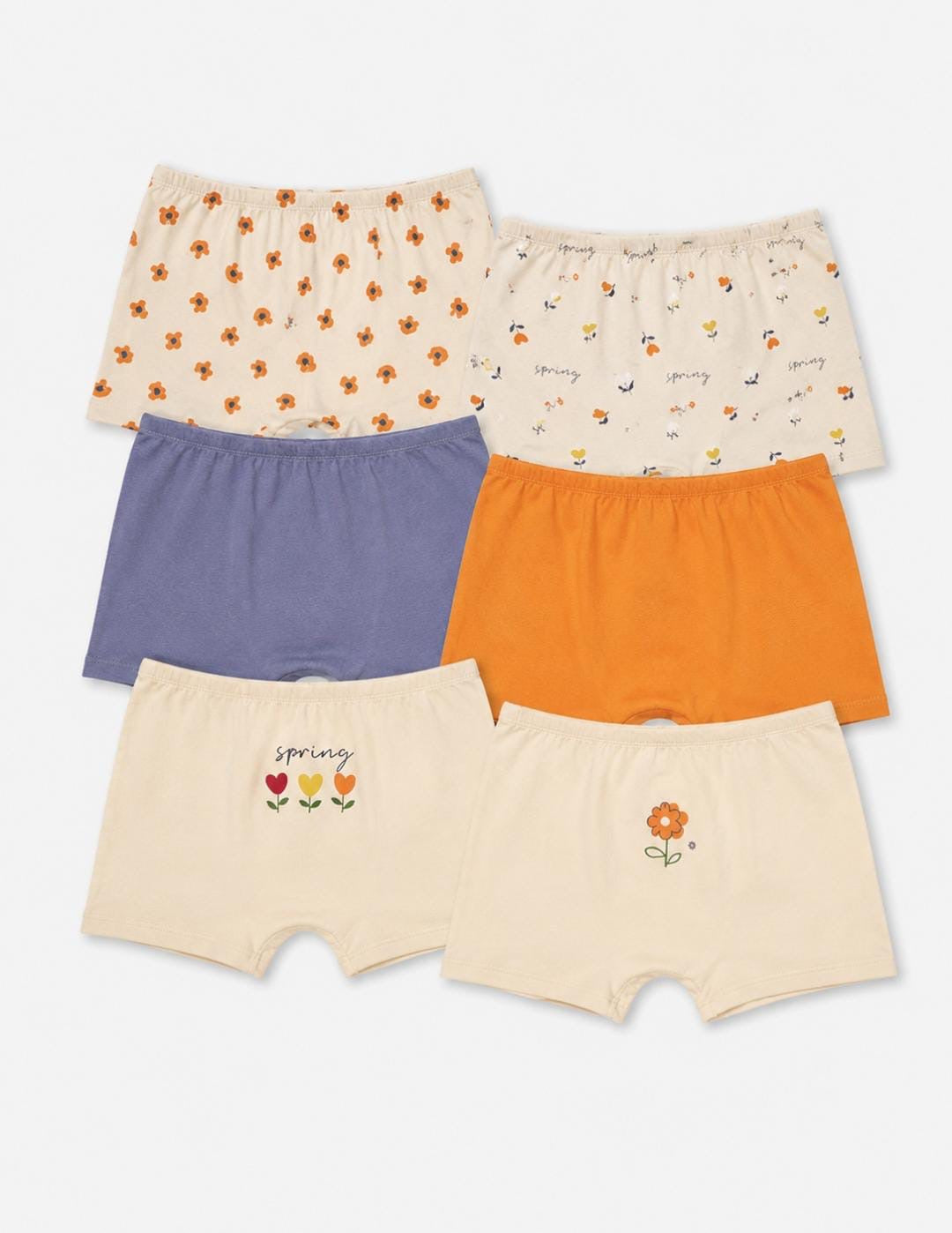 Girls’ Floral Boxer Briefs – 6 Pack