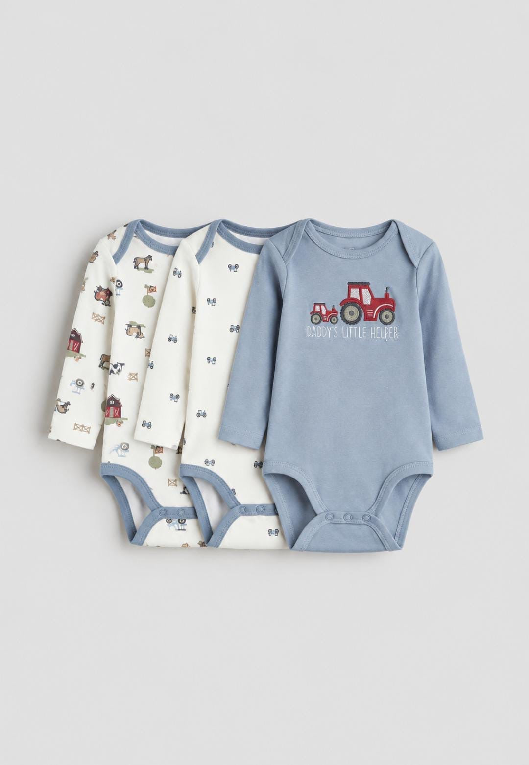 Little Farm Helper 3-Piece Long Sleeve Bodysuit Set