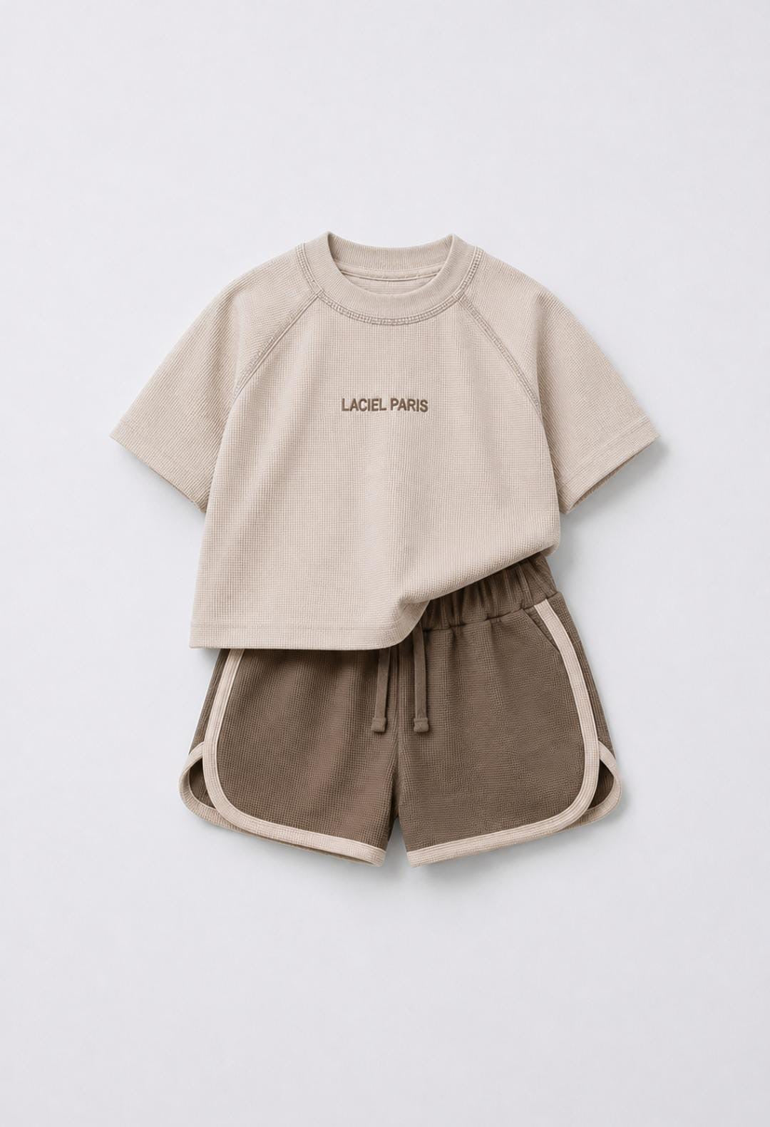 waffle knit short set