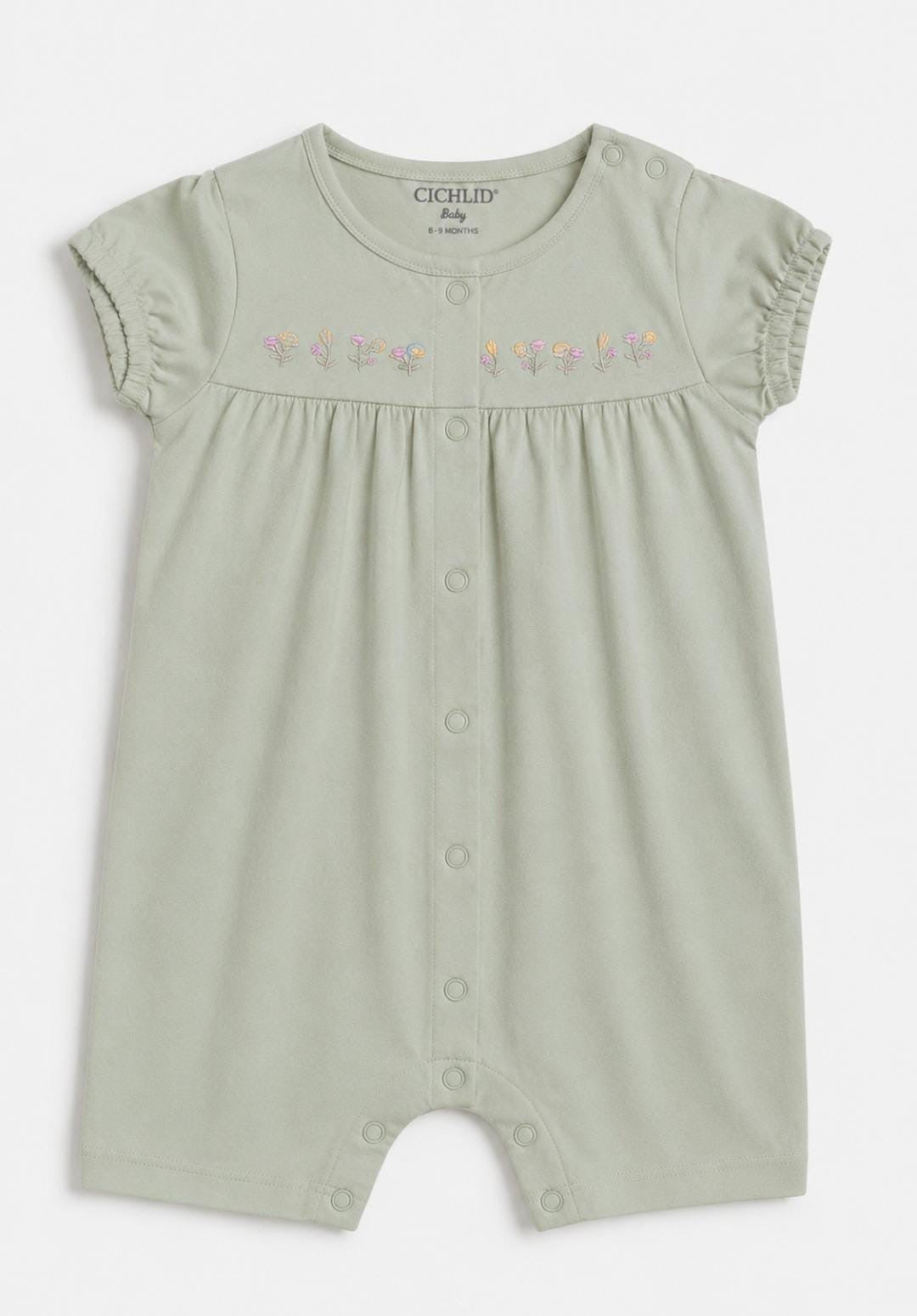 Floral Embroidered Baby Romper