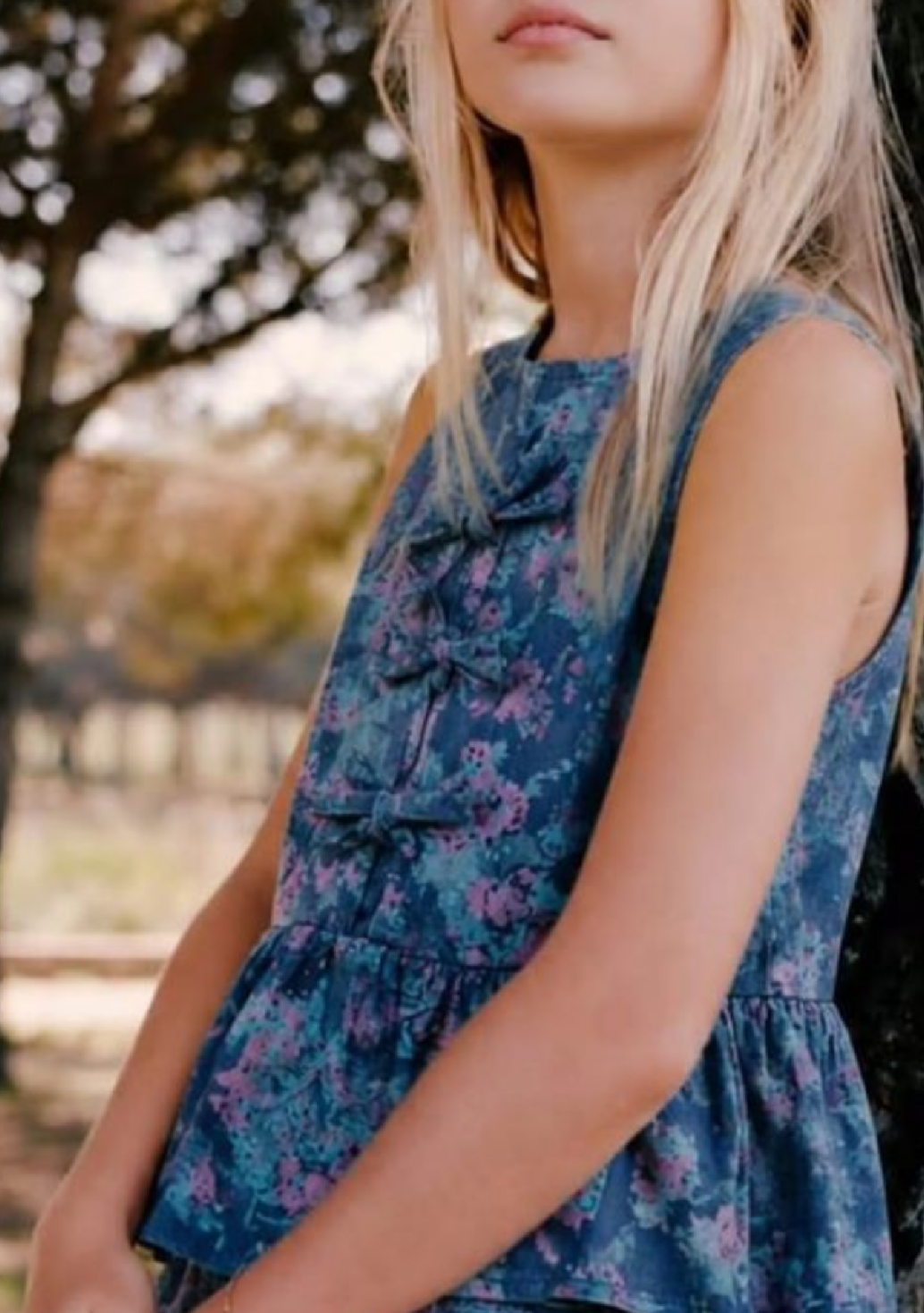 flora denim girl set