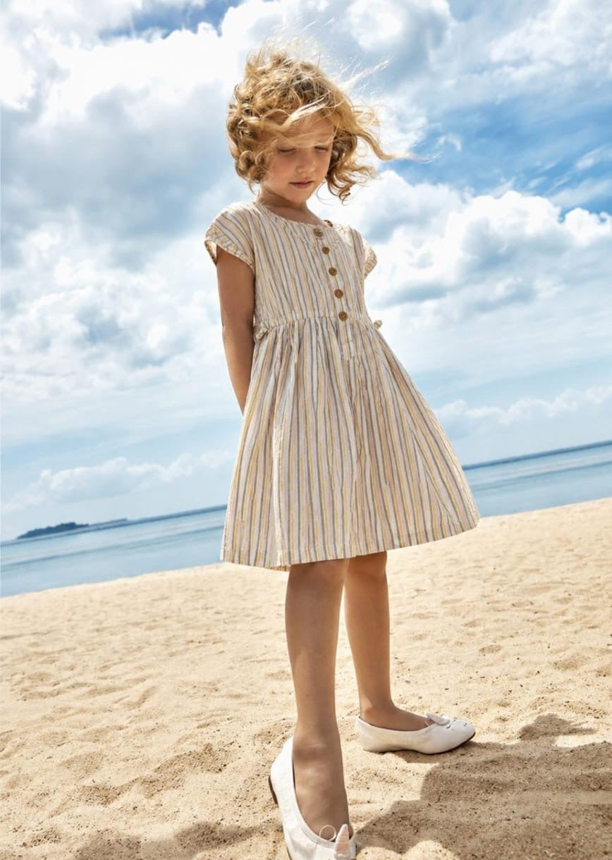 Pastel Stripe Button Front Dress
