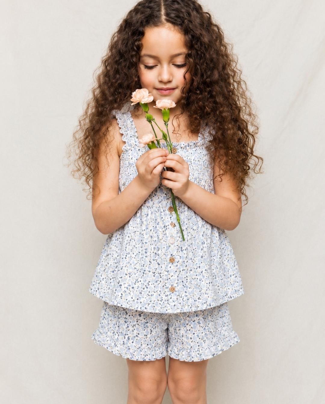 blue- blossom flora ruffle set