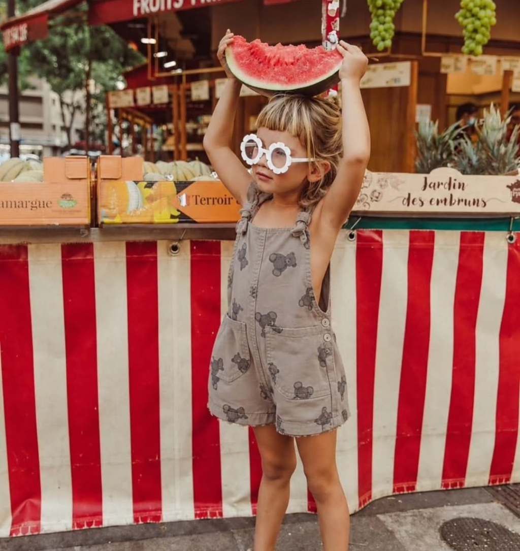 Teddy Bear print short dungaree