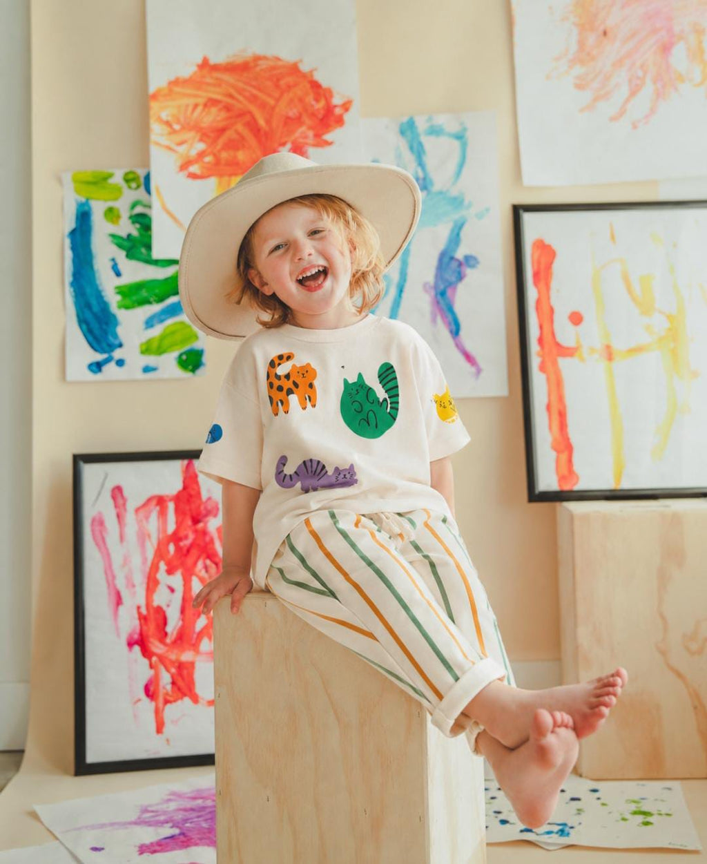 kids animal striped pants