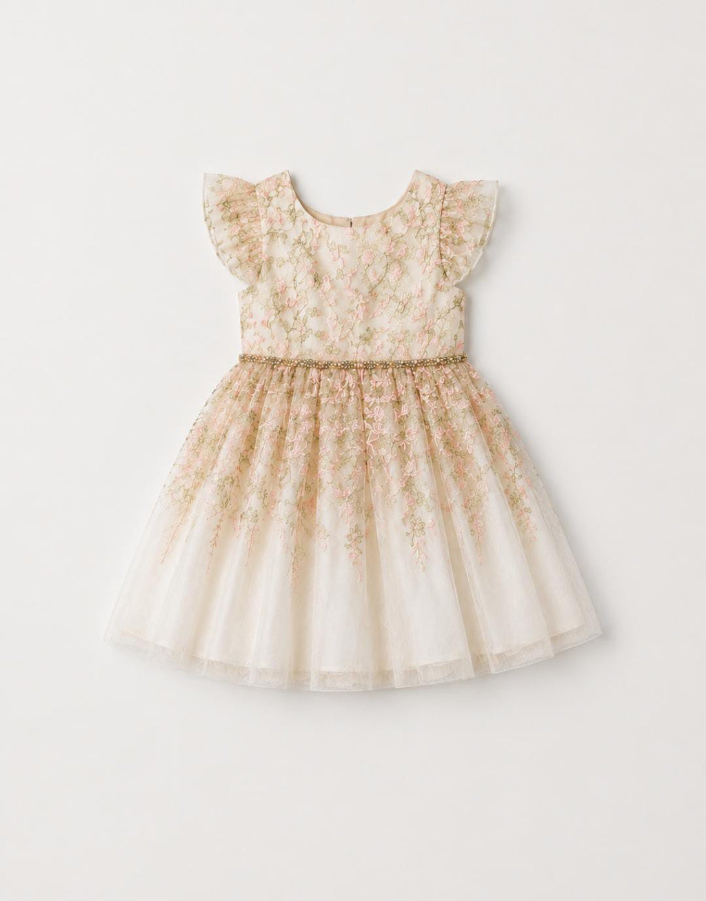 Floral Embroidered Tulle Party Dress