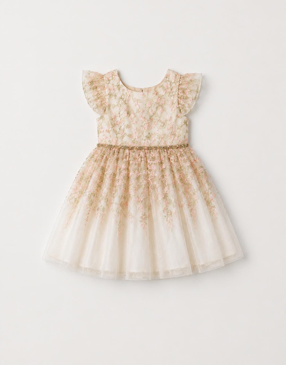 Floral Embroidered Tulle Party Dress