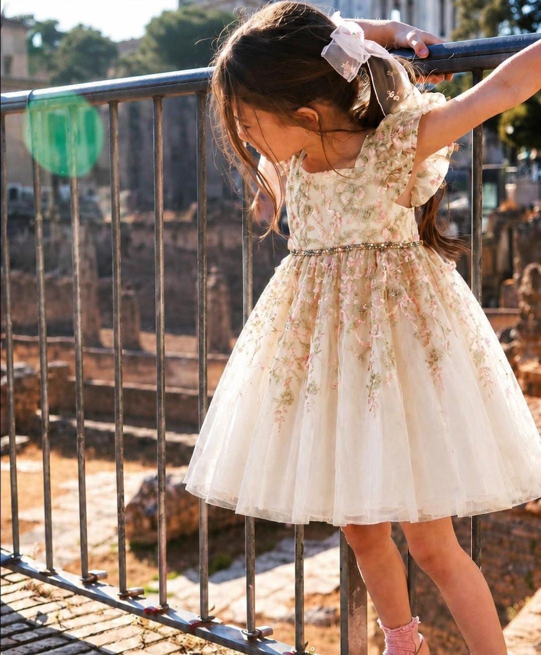 Floral Embroidered Tulle Party Dress
