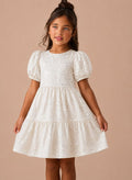 Girls Ivory Shimmer Tiered Dress