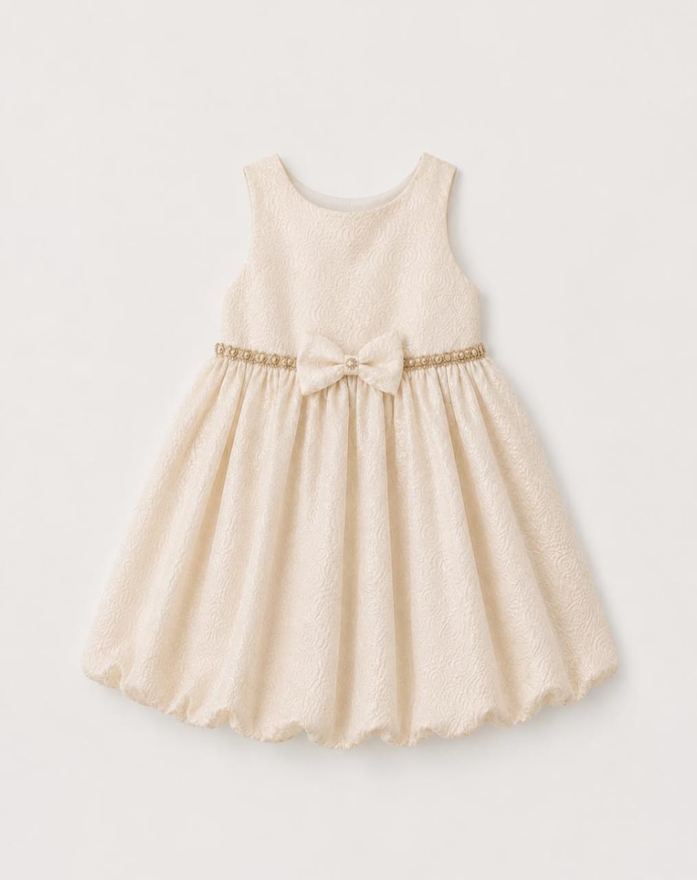 Princess Couture Jacquard Dress – Gold Beige