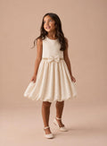 Princess Couture Jacquard Dress – Gold Beige