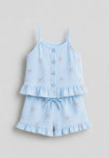 Baby blue muslin ruffle set