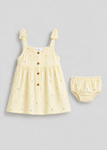 Pastel Yellow Polka Dot Baby Dress Set