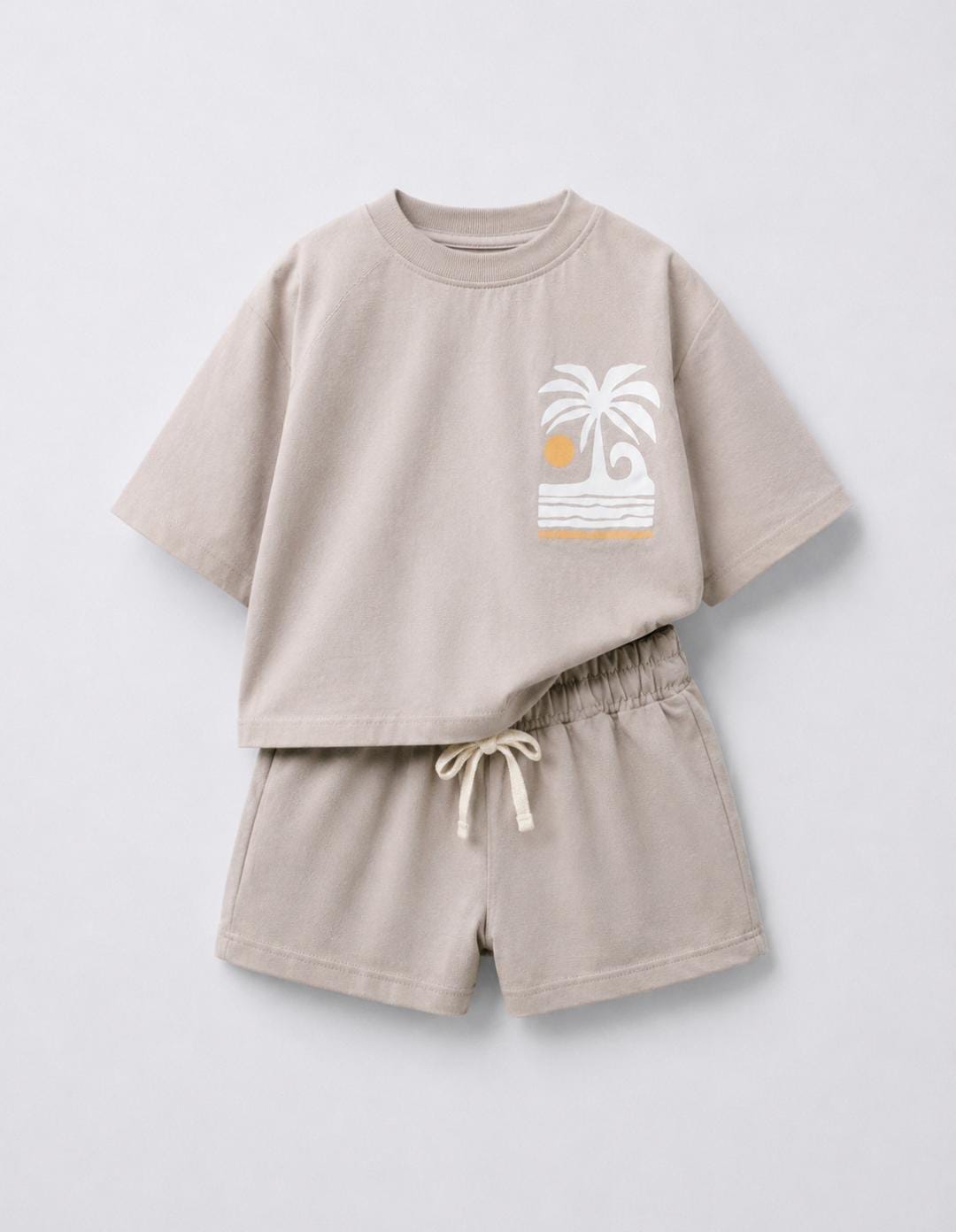Palm Breeze beige Kids 2-Piece Set