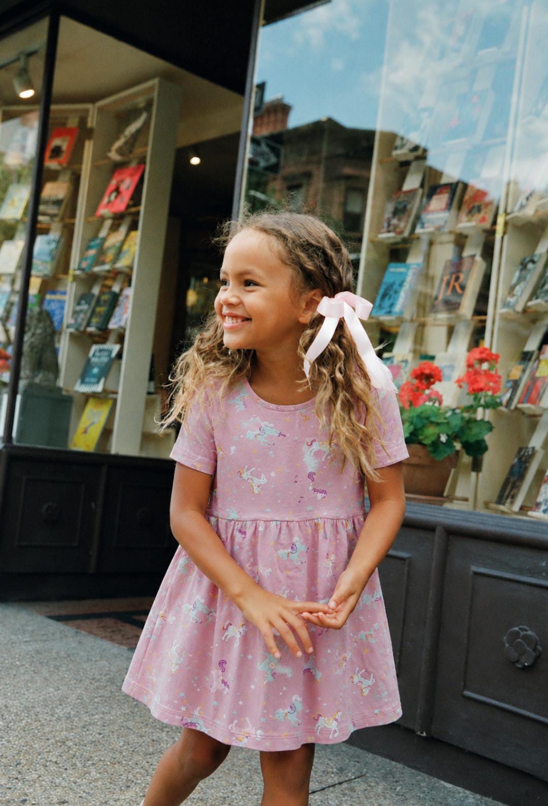 Pink unicorn twirl dress