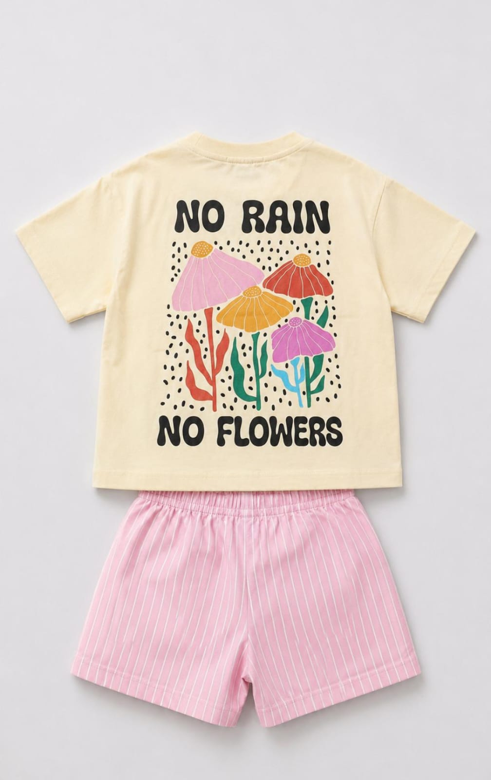 Soft Sunshine Tee & Pink Stripe Shorts Set