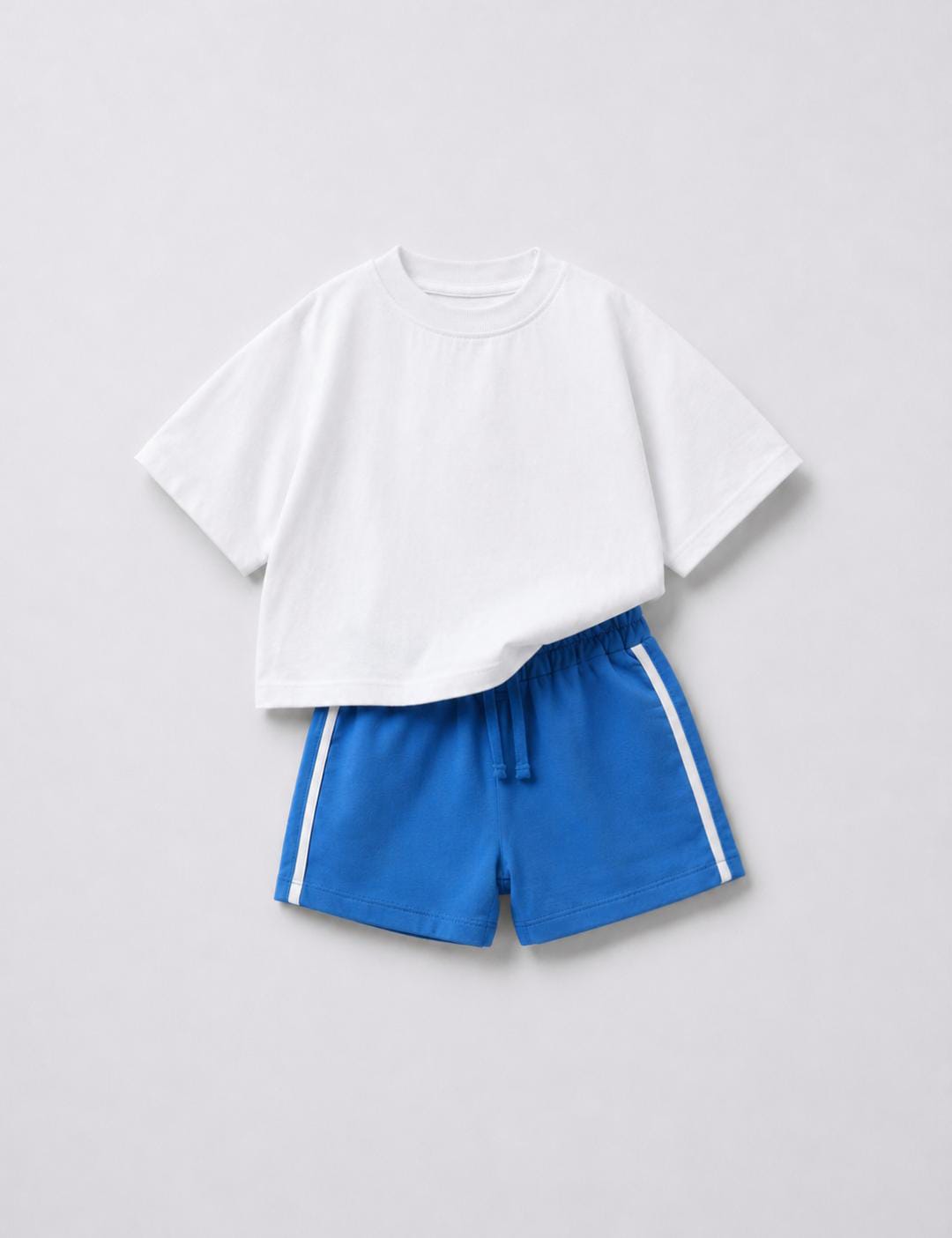 White Tee & Blue Shorts Kids Set