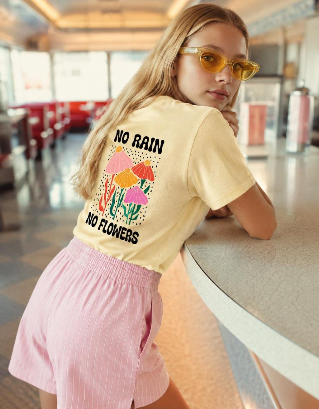 Soft Sunshine Tee & Pink Stripe Shorts Set
