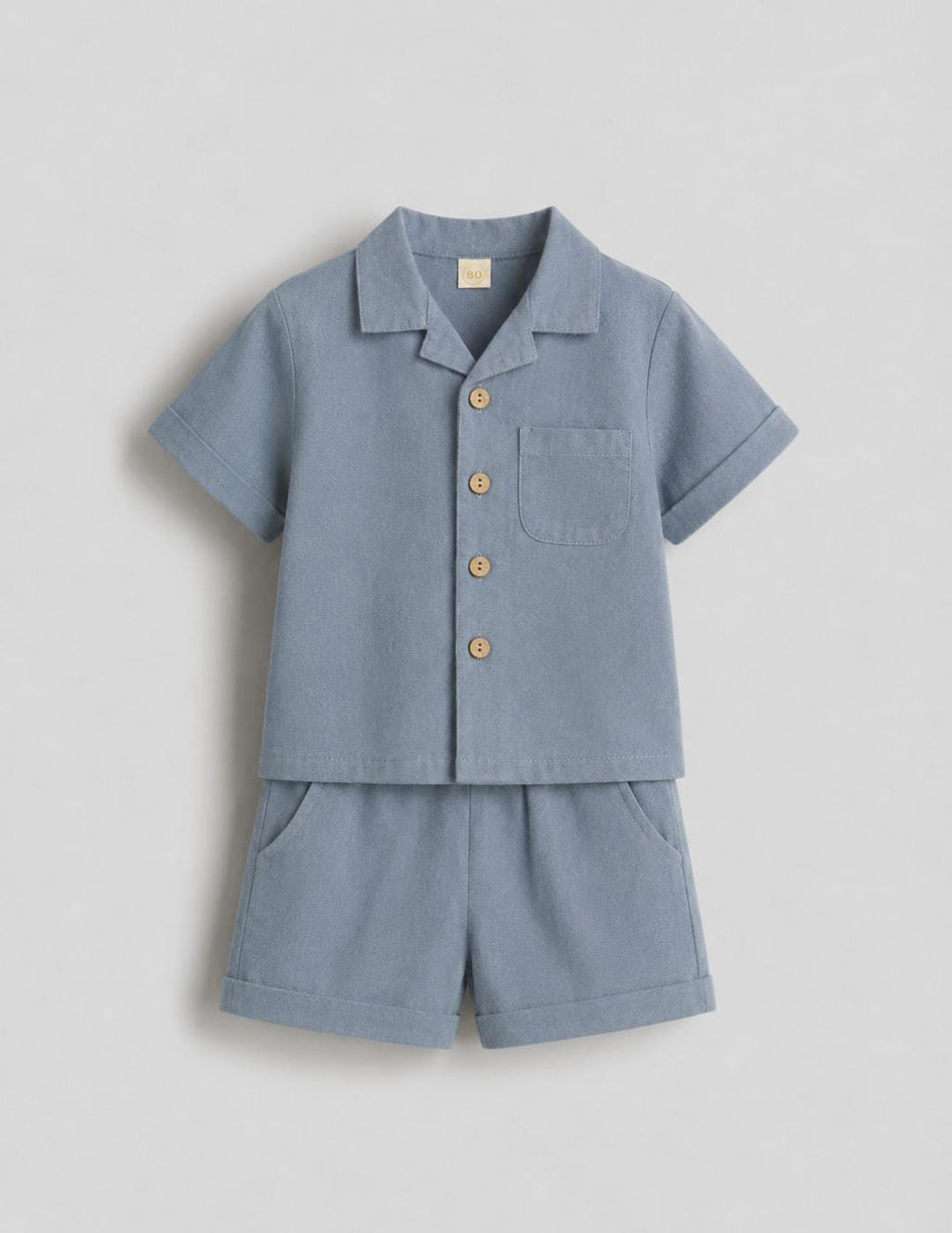 Ocean blue Linen Blend Shirt & Shorts Set