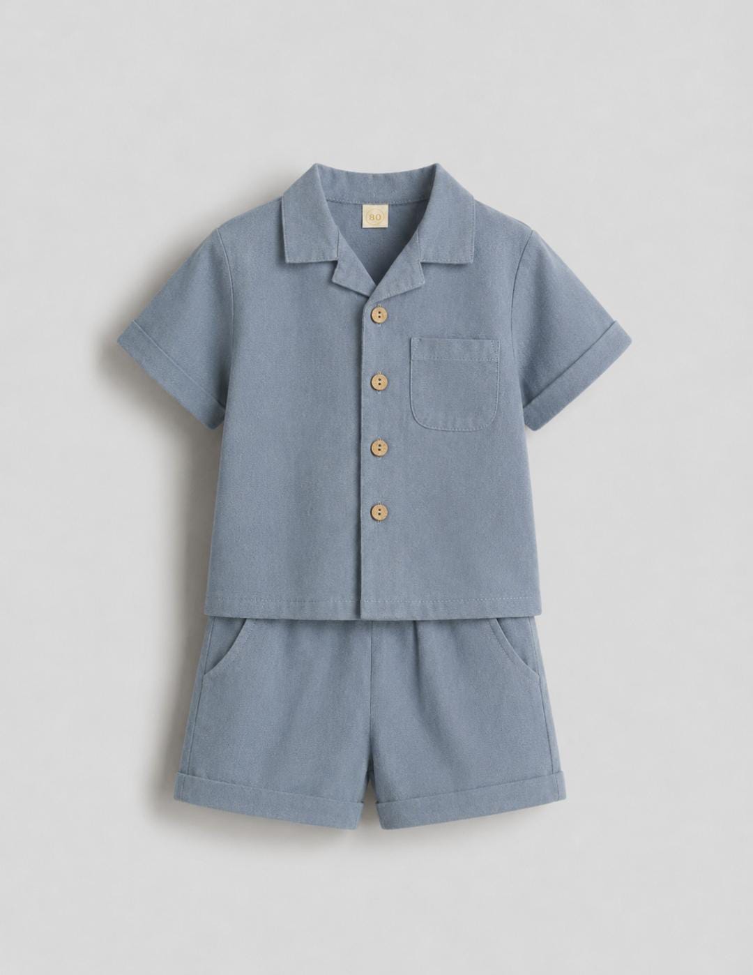 Ocean blue Linen Blend Shirt & Shorts Set