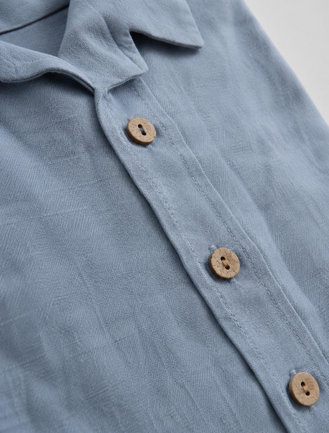 Ocean blue Linen Blend Shirt & Shorts Set