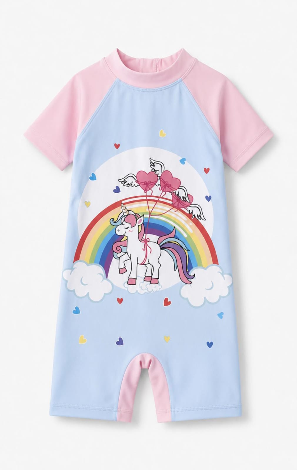 Rainbow Unicorn Kids' Short Sleeve Swim Romper