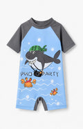 Kids Shark Print Short Sleeve Swim Romper