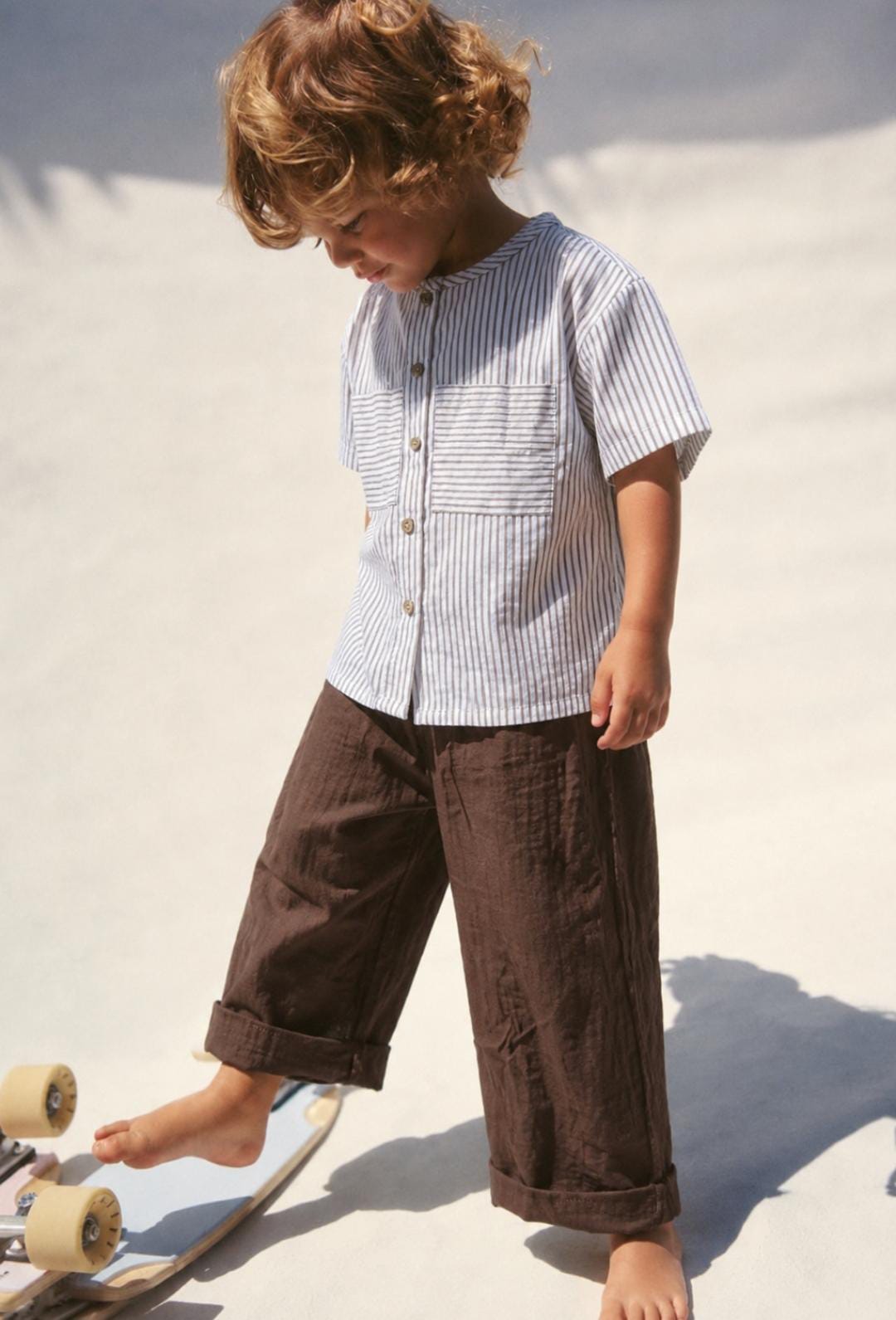 Striped Linen Set – Brown