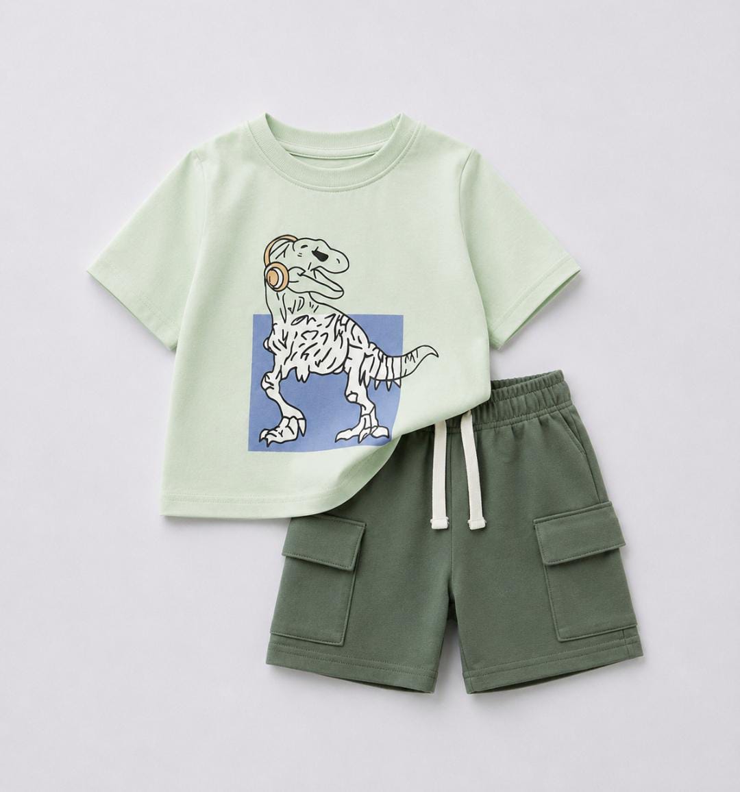 Boys Dino Graphic Tee & Cargo Shorts Set