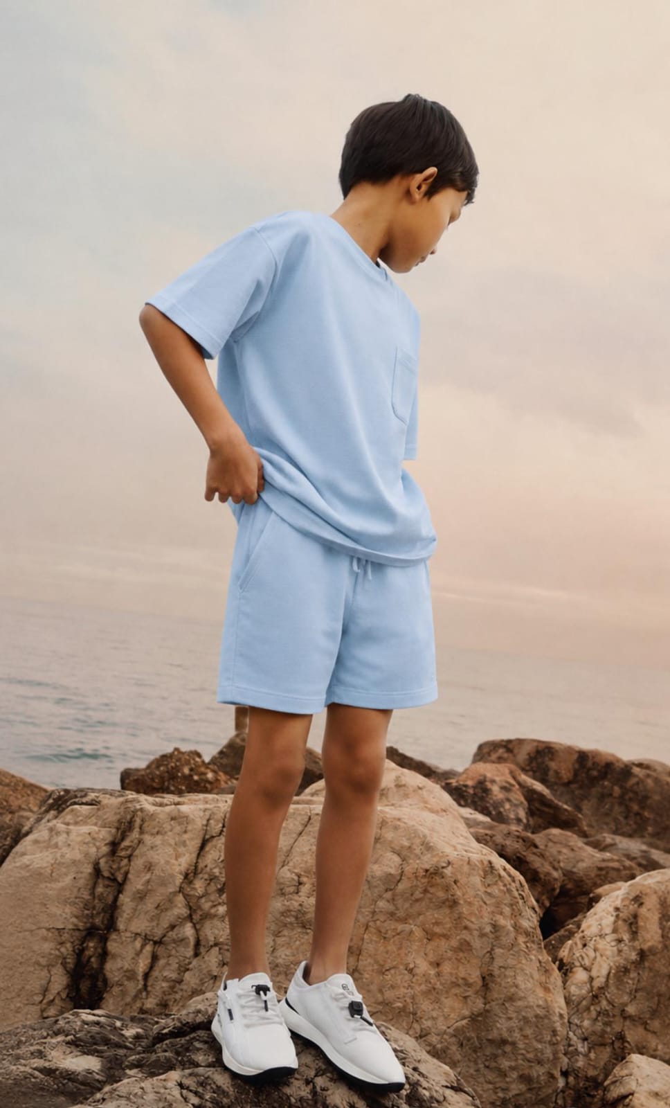 Ribbed Pocket Tee & Shorts Set –  Baby Blue