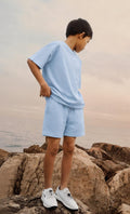 Ribbed Pocket Tee & Shorts Set –  Baby Blue