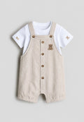 Beige teddy bear romper set