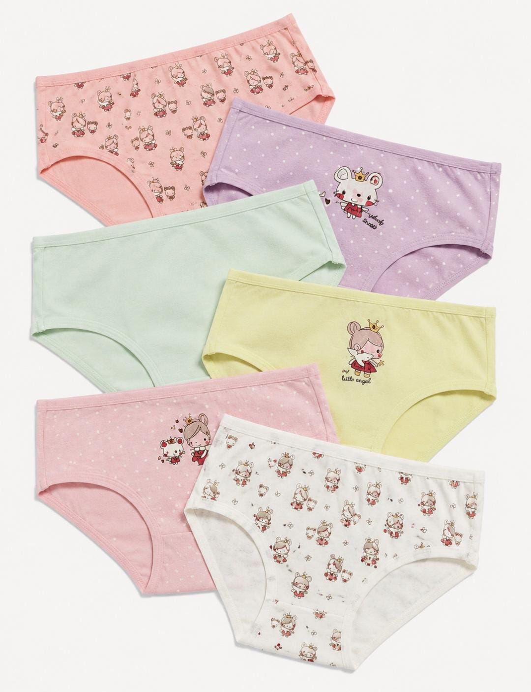Princess & Mouse Cotton Panties Set pack of -6-