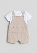Beige Baby Romper & White T-Shirt Set