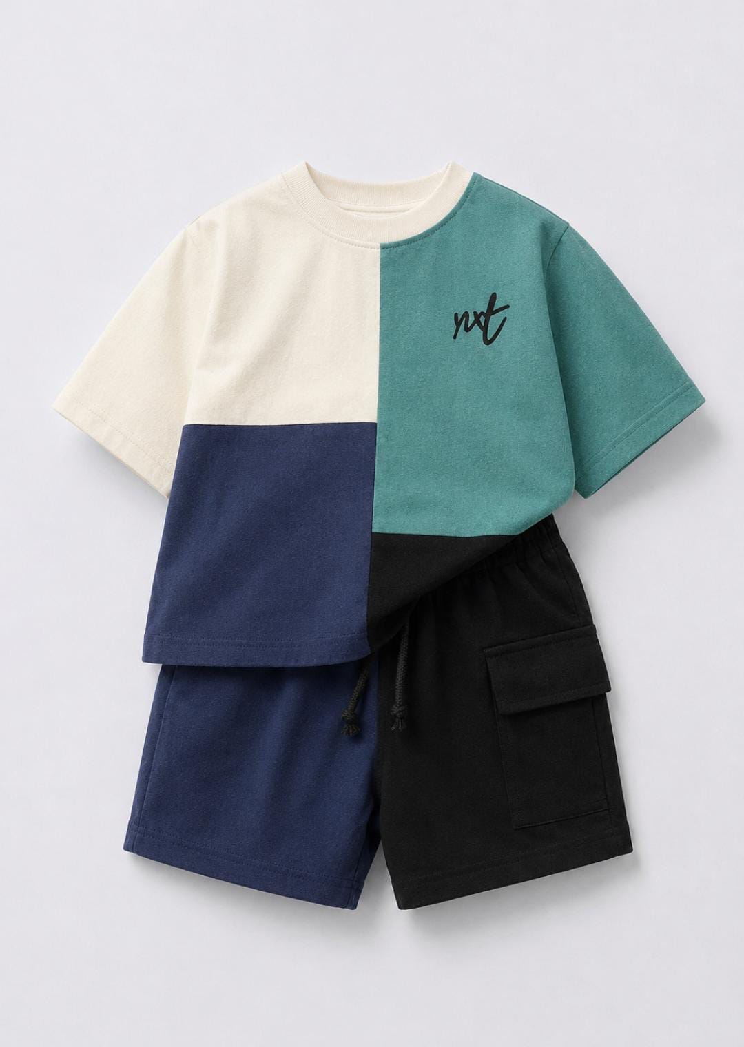 Color Block Kids T-Shirt & Shorts Set
