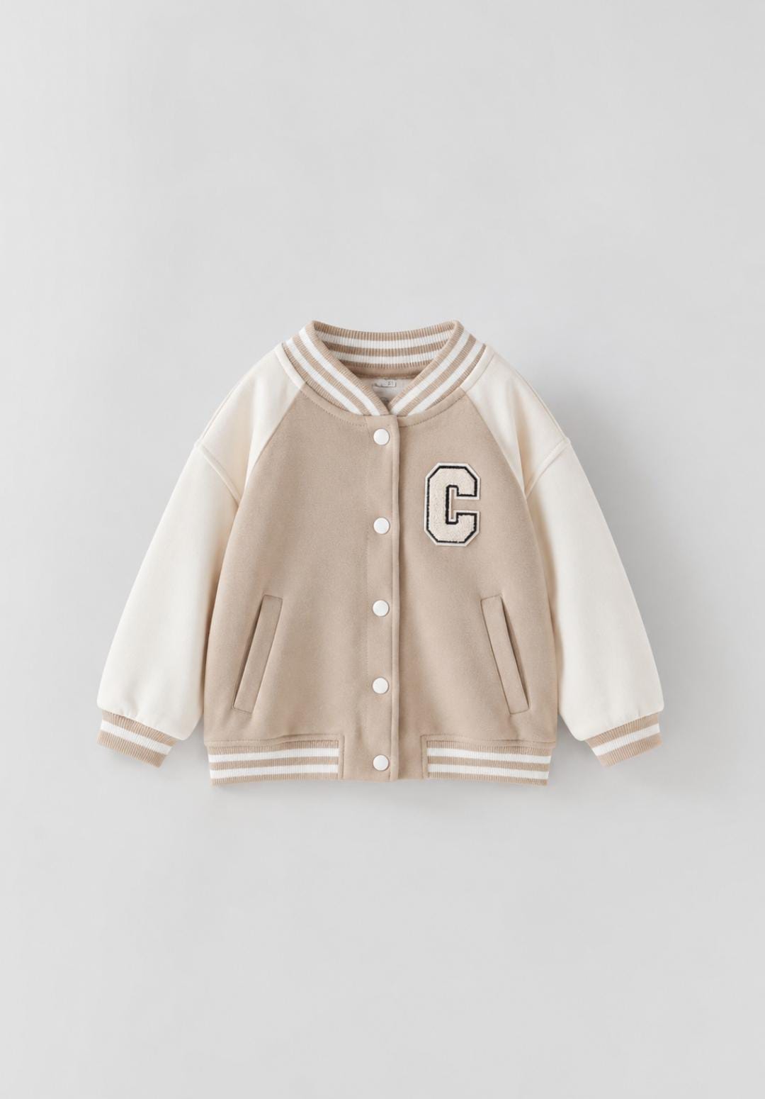 Beige & Cream Varsity Jacket