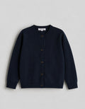 Navy Fine-Knit Button Cardigan