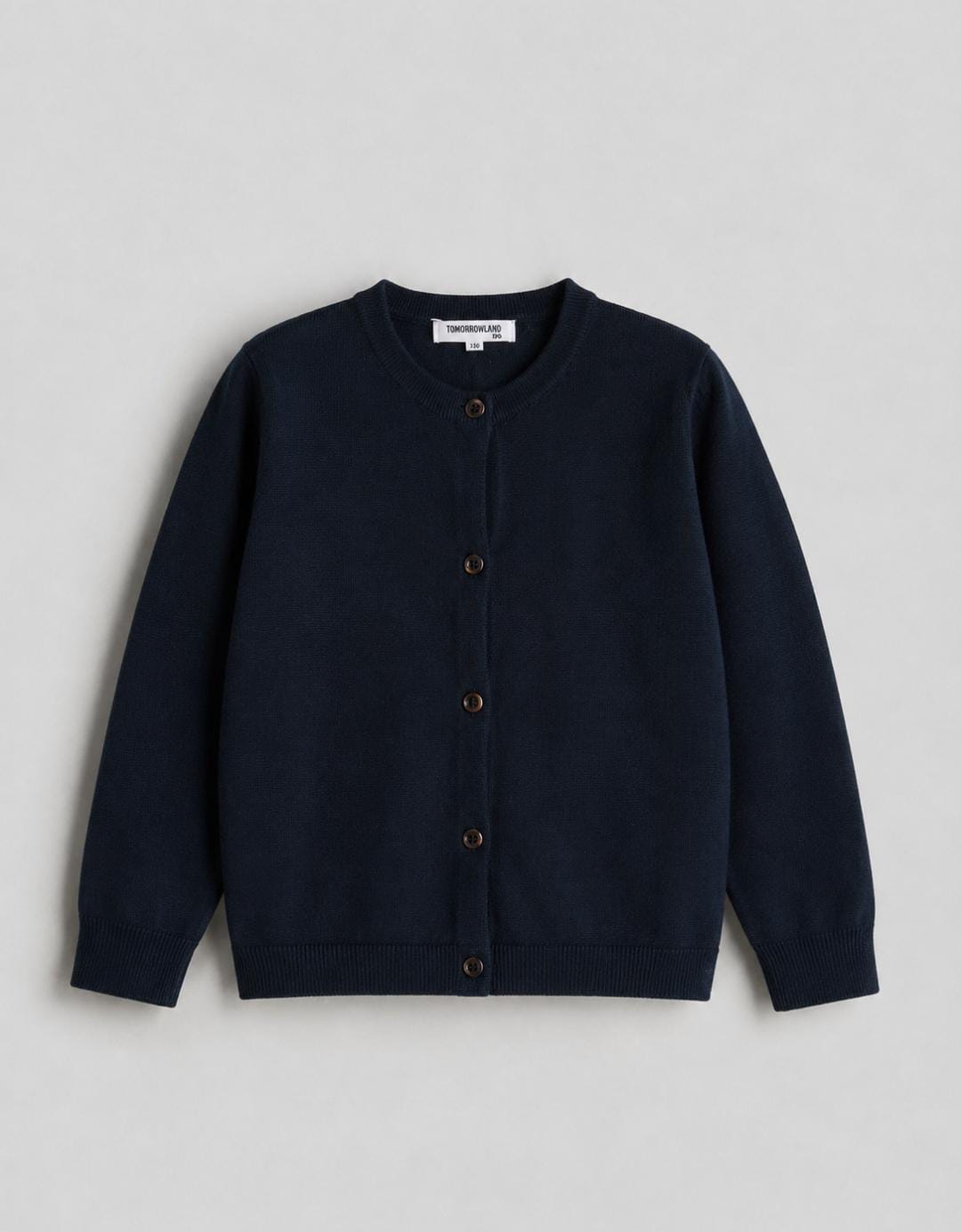 Navy Fine-Knit Button Cardigan